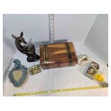 Jewelry Box, statue, swan planter, stick -on note