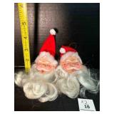 2 Rubber Face Santa Claus Christmas Tree Ornaments