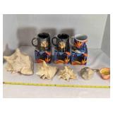 3 Maui Divers Jewelry mugs, 5 seashells