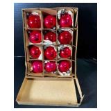 Polish Red Glass 2" Ornaments in box, caps are not