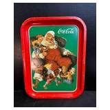 Coca Cola Tray "Santa with Elves" 1990 shows wear
