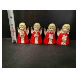 4 Ceramic Christmas Angels Candle Holders Japan