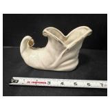 Shawnee White Elf Shoe Planter w/gold trim