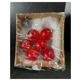 6 Shiny Brite Red Glass Ornaments