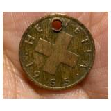 1955 Switzerland Helvetia 1 Rappen Coin