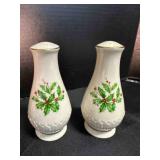 Lenox Christmas Holiday Holly Salt Pepper Shakers
