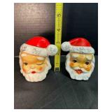 Santa Claus Head Salt & Pepper Shakers Japan Wink