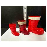3 Hard Plastic Santa Boots-different sizes, 4"t