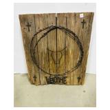Vintage Barn Wood Wall Dï¿½cor Barb Wire Wreath