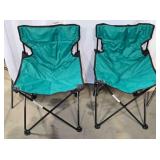 2 folding sports chairs, green