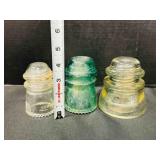 3 different sized insulators 1 blue Glass base 2ï¿½"
