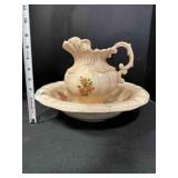 Ceramic Pitcher & Bowl--bowl is 13"