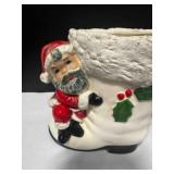 Santa Claus & Boot Ceramic Planter Vase-Santa has