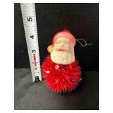 Soft Plastic Santa Ornament w/red mistletoe 4"