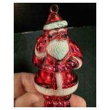 Hard Plastic Santa Ornament 3" shows some wear