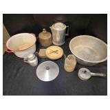 Vintage kitchen ware; Fuel drip jar, dairy scale