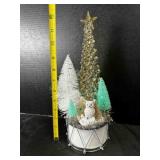 White Drum w/trees on top Gold Tree is plastic