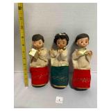 3 Christmas Cardboard Carolers Vintage 9" tall