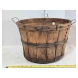 Vintage wooden bushel basket, 14" across, 9" tall