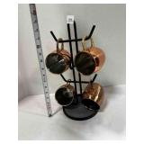 Metal Mug Holder for 6 Mugs, 4 Copper mugs