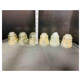 6 Large Clear Glass Insulators-small chips & wear