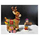 Reindeer & Boy carrying Logs, Boy is Dept 56
