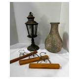 3 wood Pants Hangers, metal & Glass battery lamp