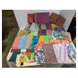 Box of quilting remnants, mostly cotton & blends