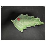 Holly Leaf Relish Plate made in Portugal 14" has