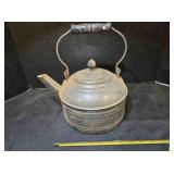 Metal teapot & lid, wooden handle