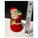 Red Flocked & Bisque Santa Bells-red is flocked