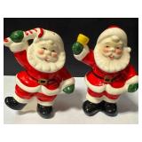 Santa Salt & Pepper Shakers w/ corks Japan sticker