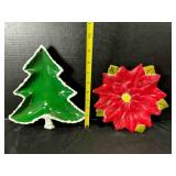 2 Christmas Ceramics plates, Poinsettia has a few