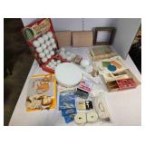 Crafts; needlepoint, puff pillow, drapery, frames