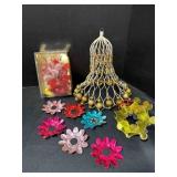 Christmas Corsage in Box, Covered Wire Bell w/