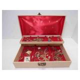 1960s Jewelry Box - Red Velvet Satin Lined