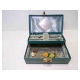 Vintage Green Jewelry Box includes Single Pierced