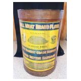 Vintage Bull Meat Brand Flour Barrel - B. Heller &