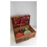 Vintage Wicker Picnic Basket - "Uncomplete Set"