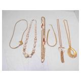 4) Vintage Gold Tone Necklaces & Gold Tone Stretch