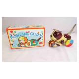 Vintage Push & Go Dog Lithograph Tin Toy - WORKS
