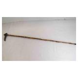 Antique Rustic Knobby Hardwood Walking Stick w/ a