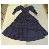 1870s Victorian Purple Silk Taffeta 2-Piece Dress