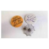Vintage Pins - Back Pin Button & Spiderweb Brooch