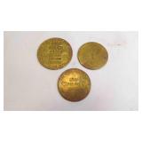 3 Vintage Novelty Old West Brass Brothel Tokens