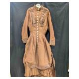 1880s Victorian Bustle Silk Taffeta Bustle Dress