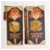 2 1932 Sunshine Paper Drinking Straw BOXES ONLY