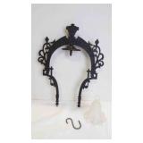 Antique Iron Hanging Oil Lamp Frame & Glass Shade