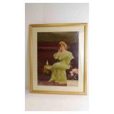 Vintage Jan. 1916 Calendar Gibson Girl Framed Art