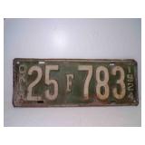 1924 Oklahoma License Plate Green w/White Letters